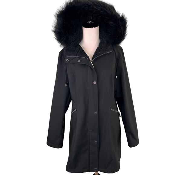 French Connection Women's Black Sherpa Lined Jacket Size Large - Picture 1 of 9
